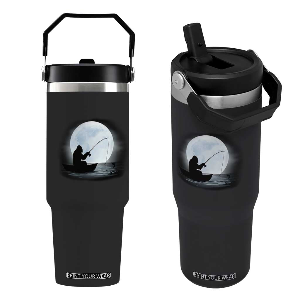 Funny Fisherman Gift Flip Straw Tumbler Bigfoot Fishing TS12 One Size: 30 oz Black Print Your Wear