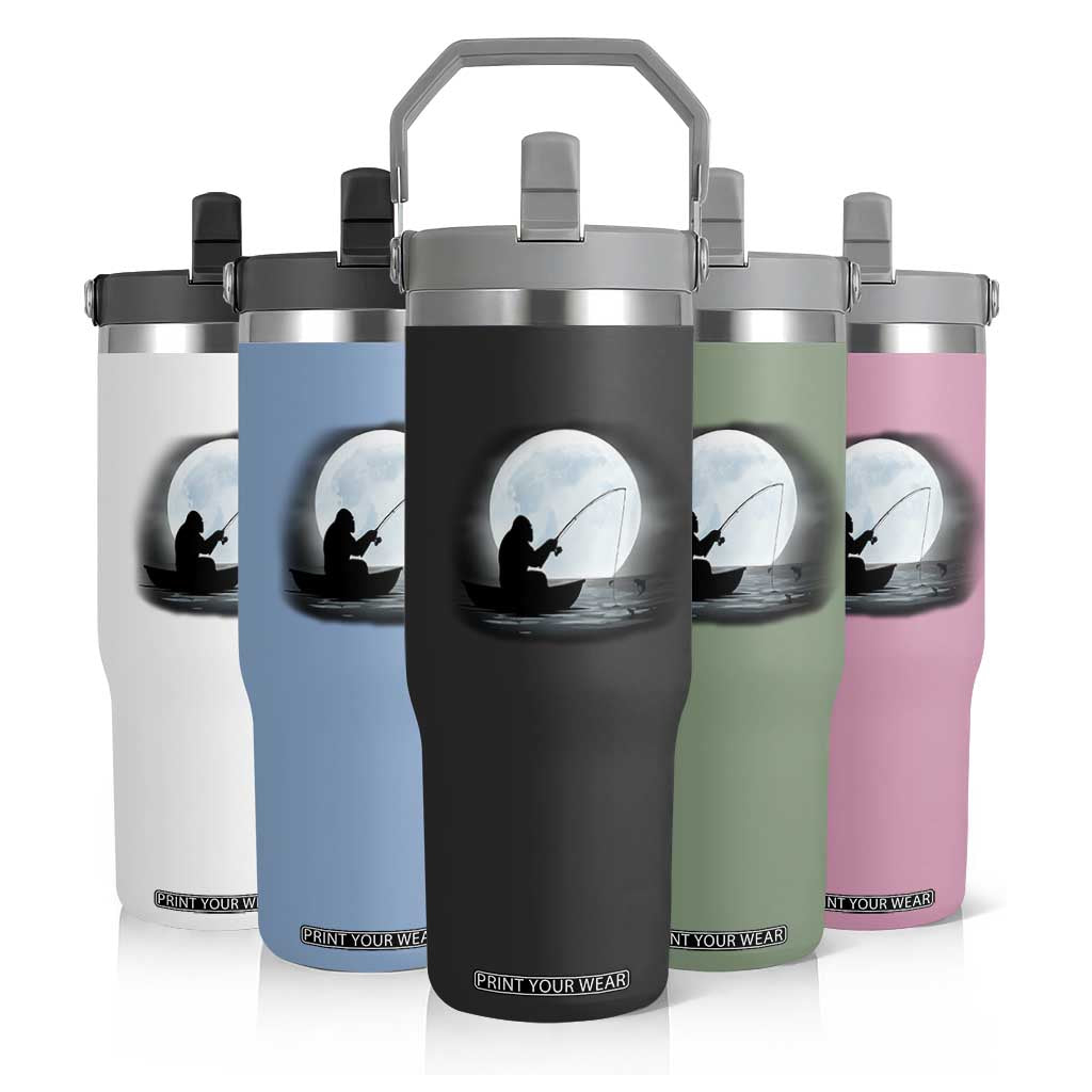 Funny Fisherman Gift Flip Straw Tumbler Bigfoot Fishing TS12 Print Your Wear