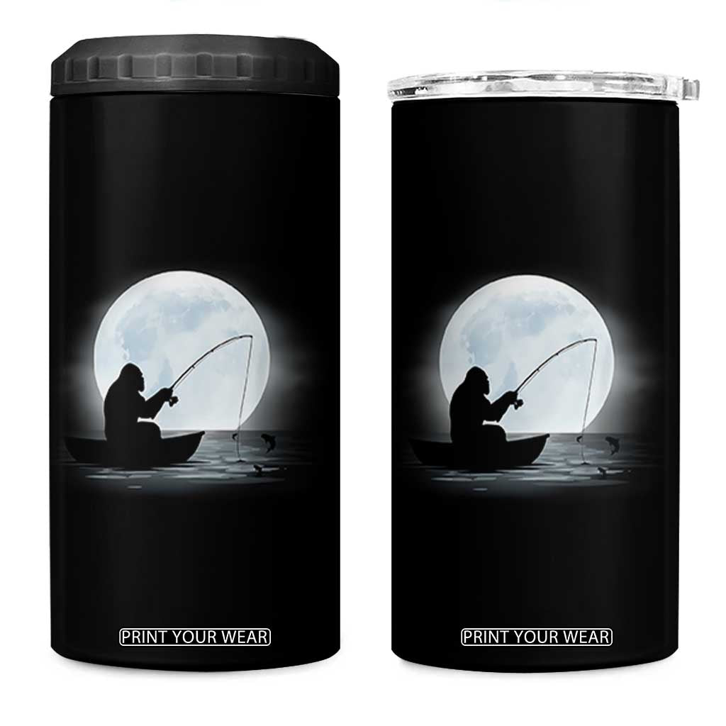 Funny Fisherman Gift 4 in 1 Can Cooler Tumbler Bigfoot Fishing TS12 One Size: 16 oz Black Print Your Wear