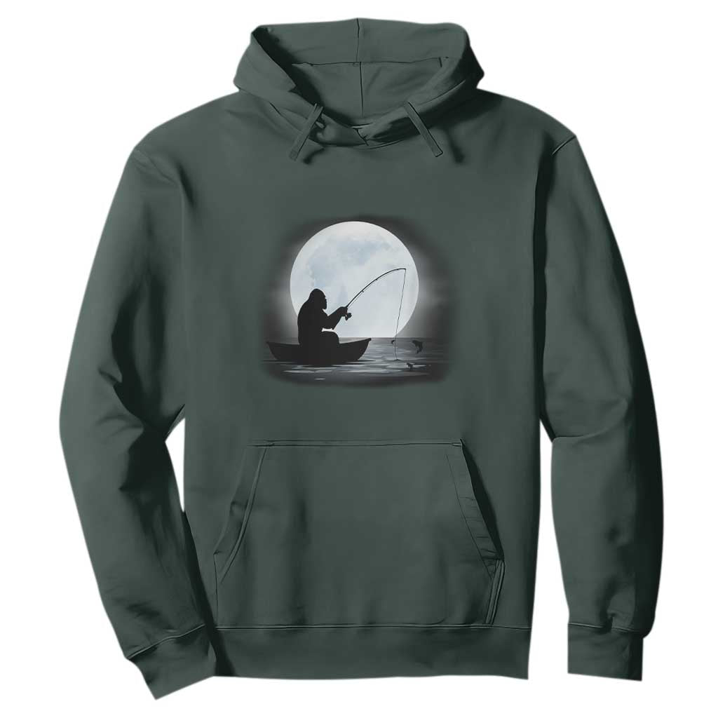 Funny Fisherman Gift Hoodie Bigfoot Fishing TS12 Dark Forest Green Print Your Wear