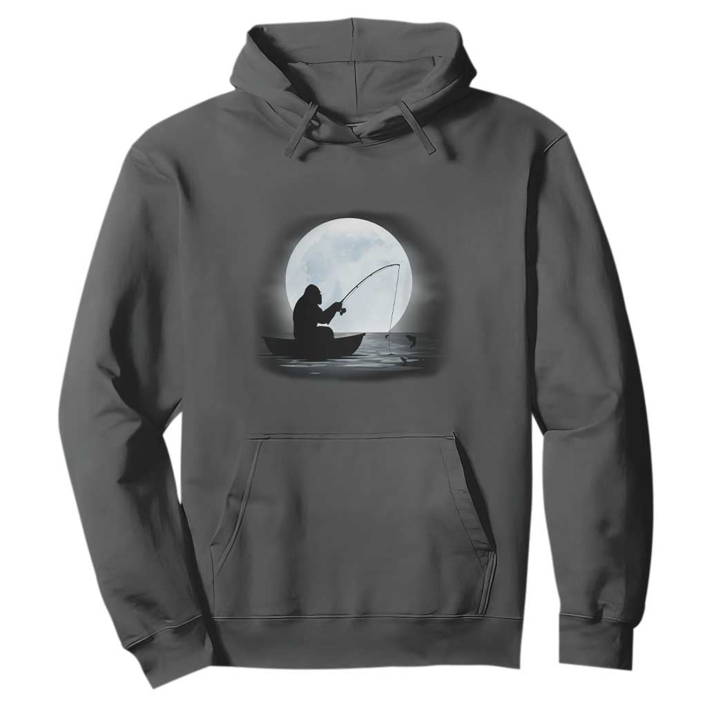 Funny Fisherman Gift Hoodie Bigfoot Fishing TS12 Dark Heather Print Your Wear
