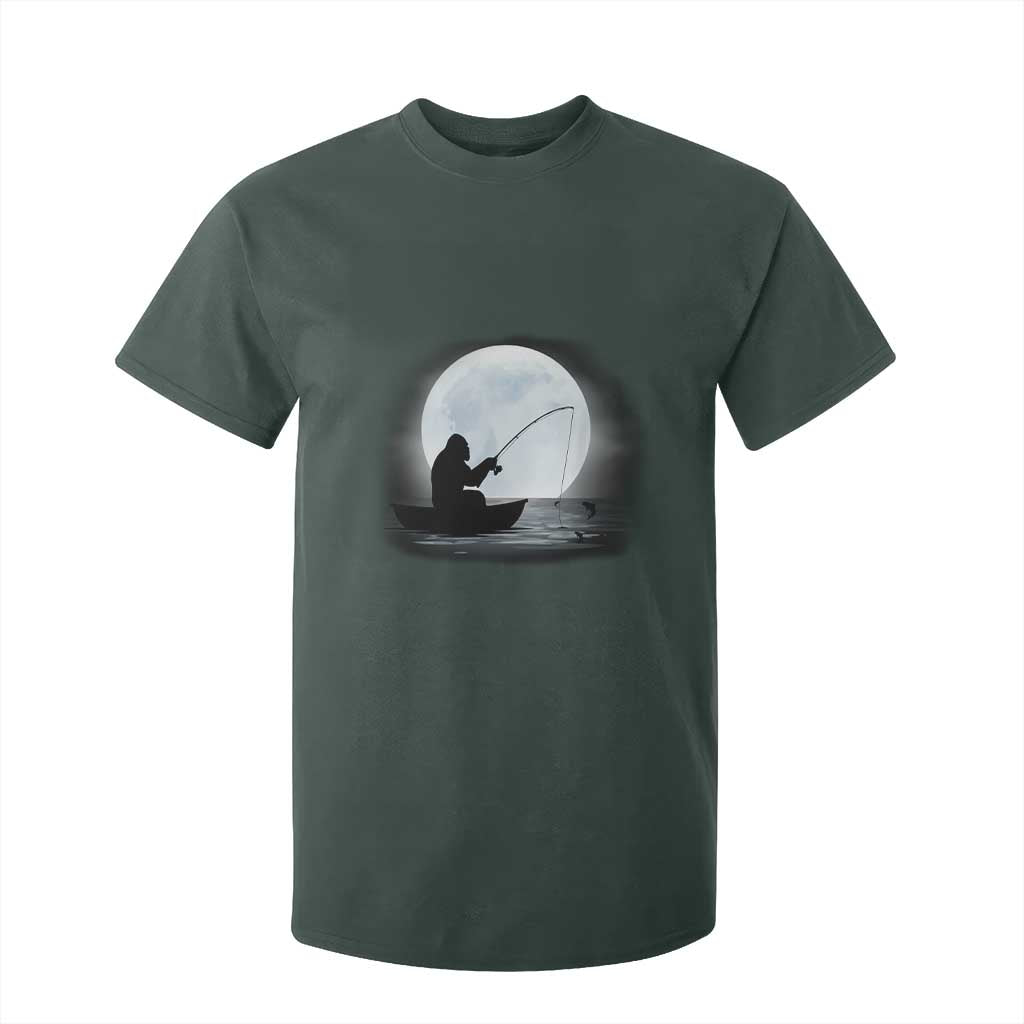 Funny Fisherman Gift T Shirt For Kid Bigfoot Fishing TS12 Dark Forest Green Print Your Wear