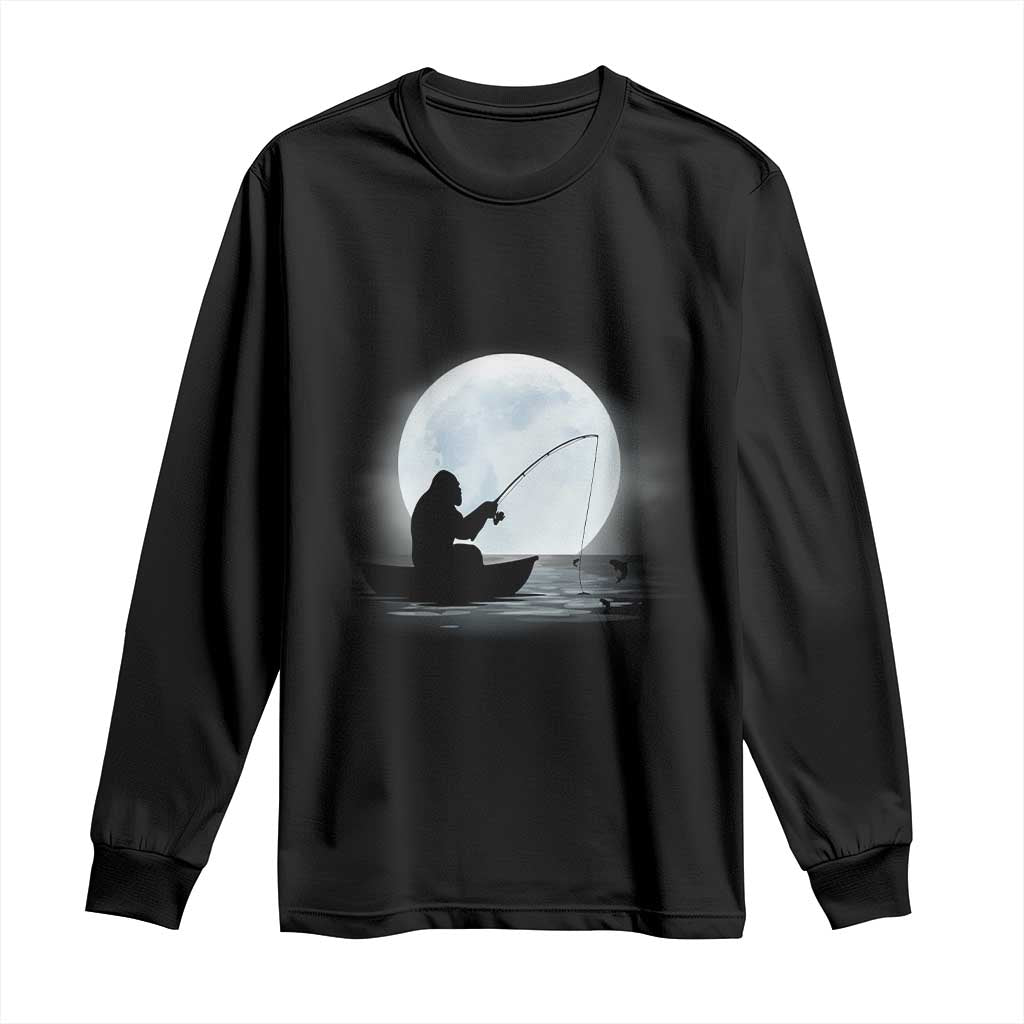 Funny Fisherman Gift Long Sleeve Shirt Bigfoot Fishing TS12 Black Print Your Wear