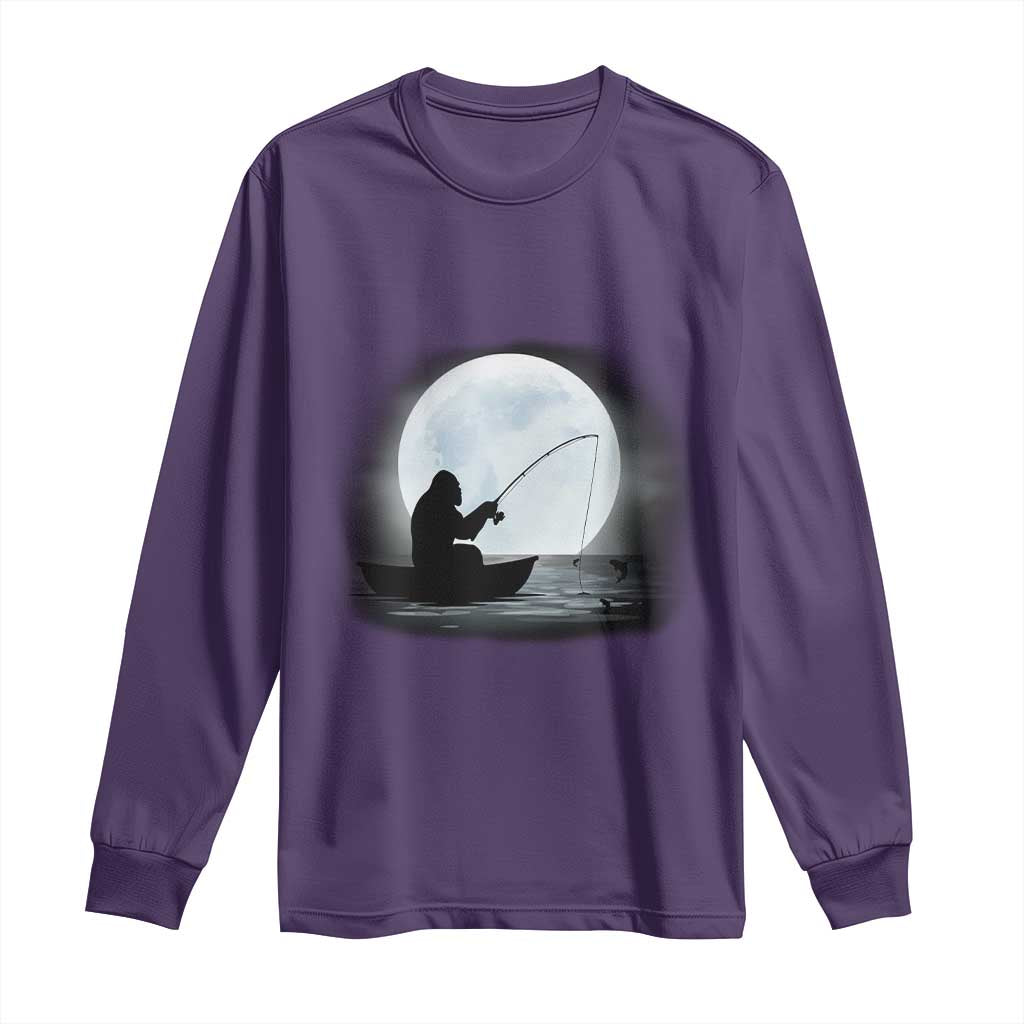 Funny Fisherman Gift Long Sleeve Shirt Bigfoot Fishing TS12 Purple Print Your Wear