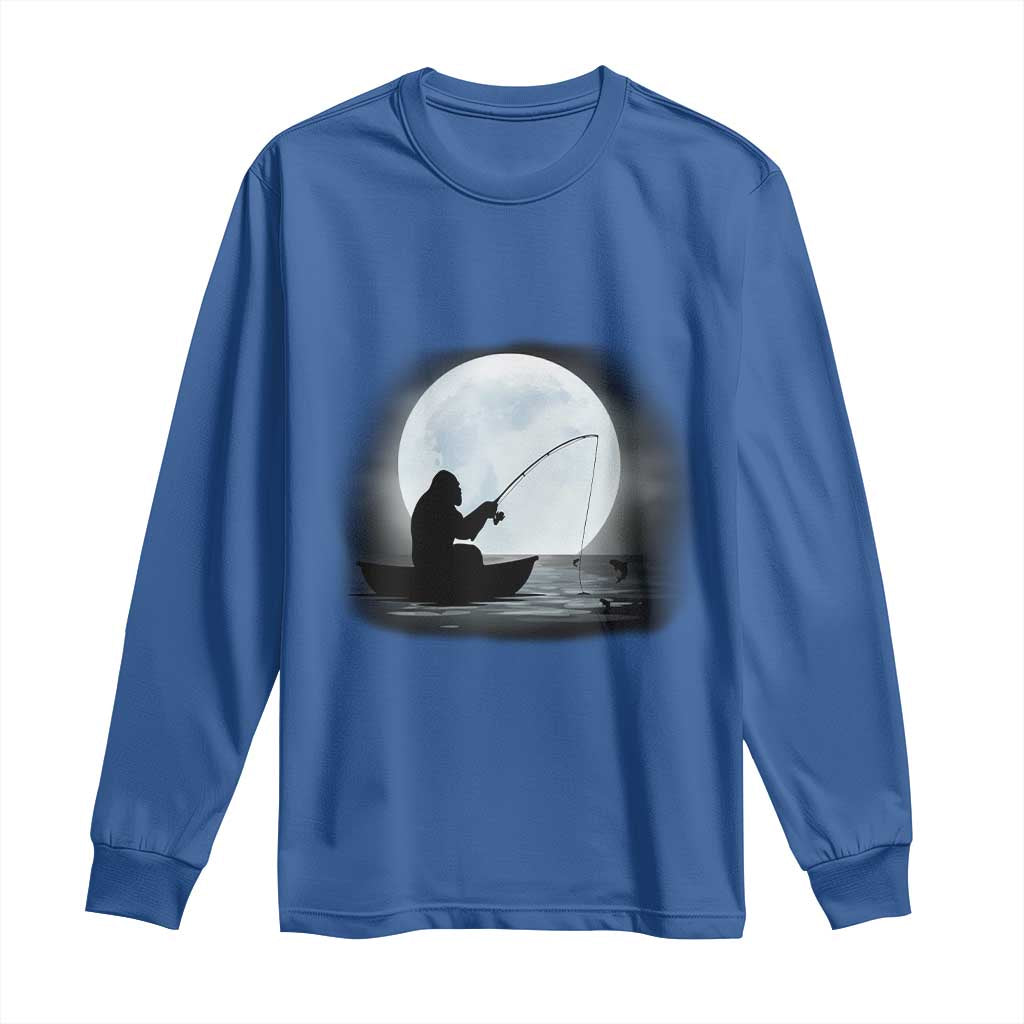 Funny Fisherman Gift Long Sleeve Shirt Bigfoot Fishing TS12 Royal Blue Print Your Wear