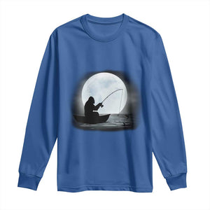 Funny Fisherman Gift Long Sleeve Shirt Bigfoot Fishing TS12 Royal Blue Print Your Wear