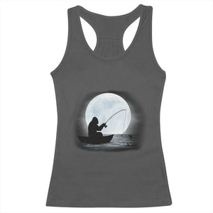 Funny Fisherman Gift Racerback Tank Top Bigfoot Fishing TS12 Dark Heather Print Your Wear