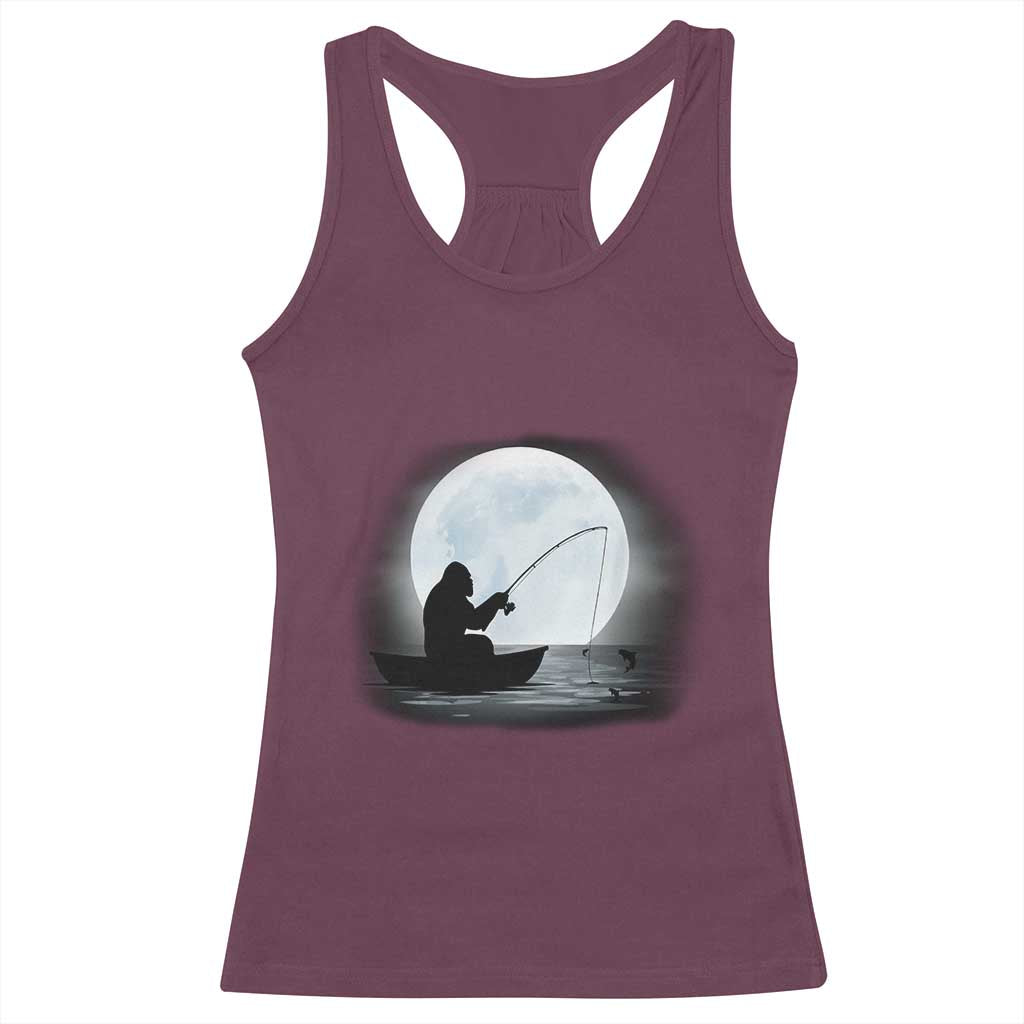 Funny Fisherman Gift Racerback Tank Top Bigfoot Fishing TS12 Maroon Print Your Wear