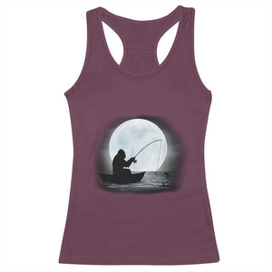Funny Fisherman Gift Racerback Tank Top Bigfoot Fishing TS12 Maroon Print Your Wear