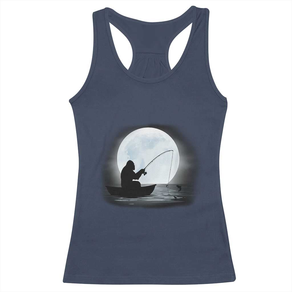 Funny Fisherman Gift Racerback Tank Top Bigfoot Fishing TS12 Navy Print Your Wear