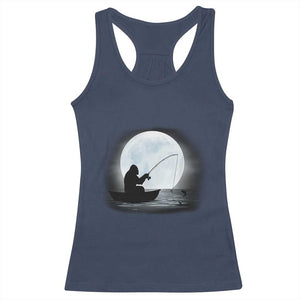 Funny Fisherman Gift Racerback Tank Top Bigfoot Fishing TS12 Navy Print Your Wear