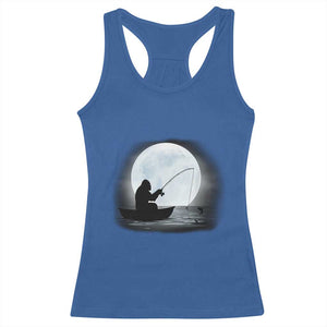 Funny Fisherman Gift Racerback Tank Top Bigfoot Fishing TS12 Royal Blue Print Your Wear
