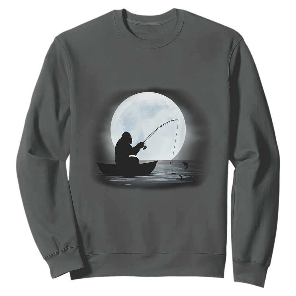 Funny Fisherman Gift Sweatshirt Bigfoot Fishing TS12 Dark Heather Print Your Wear