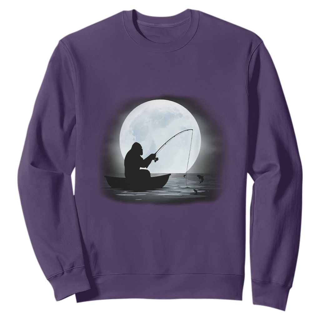 Funny Fisherman Gift Sweatshirt Bigfoot Fishing TS12 Purple Print Your Wear