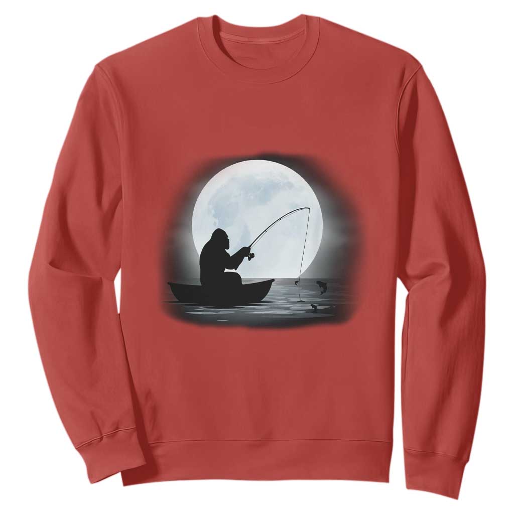 Funny Fisherman Gift Sweatshirt Bigfoot Fishing TS12 Red Print Your Wear