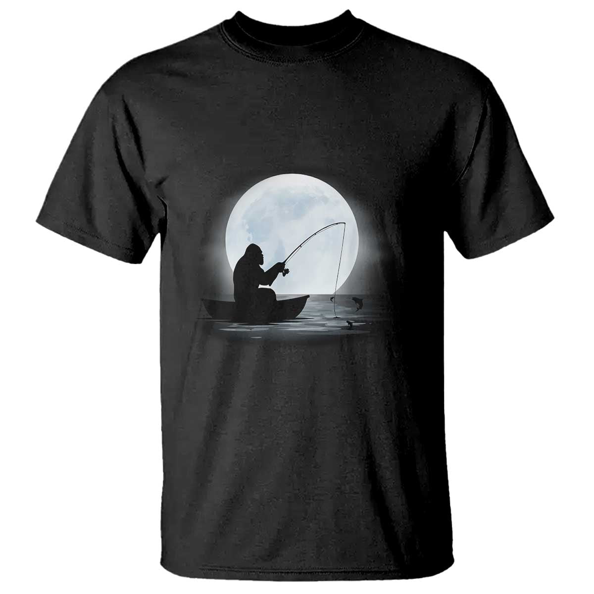 Funny Fisherman Gift T Shirt Bigfoot Fishing TS12 Black Print Your Wear