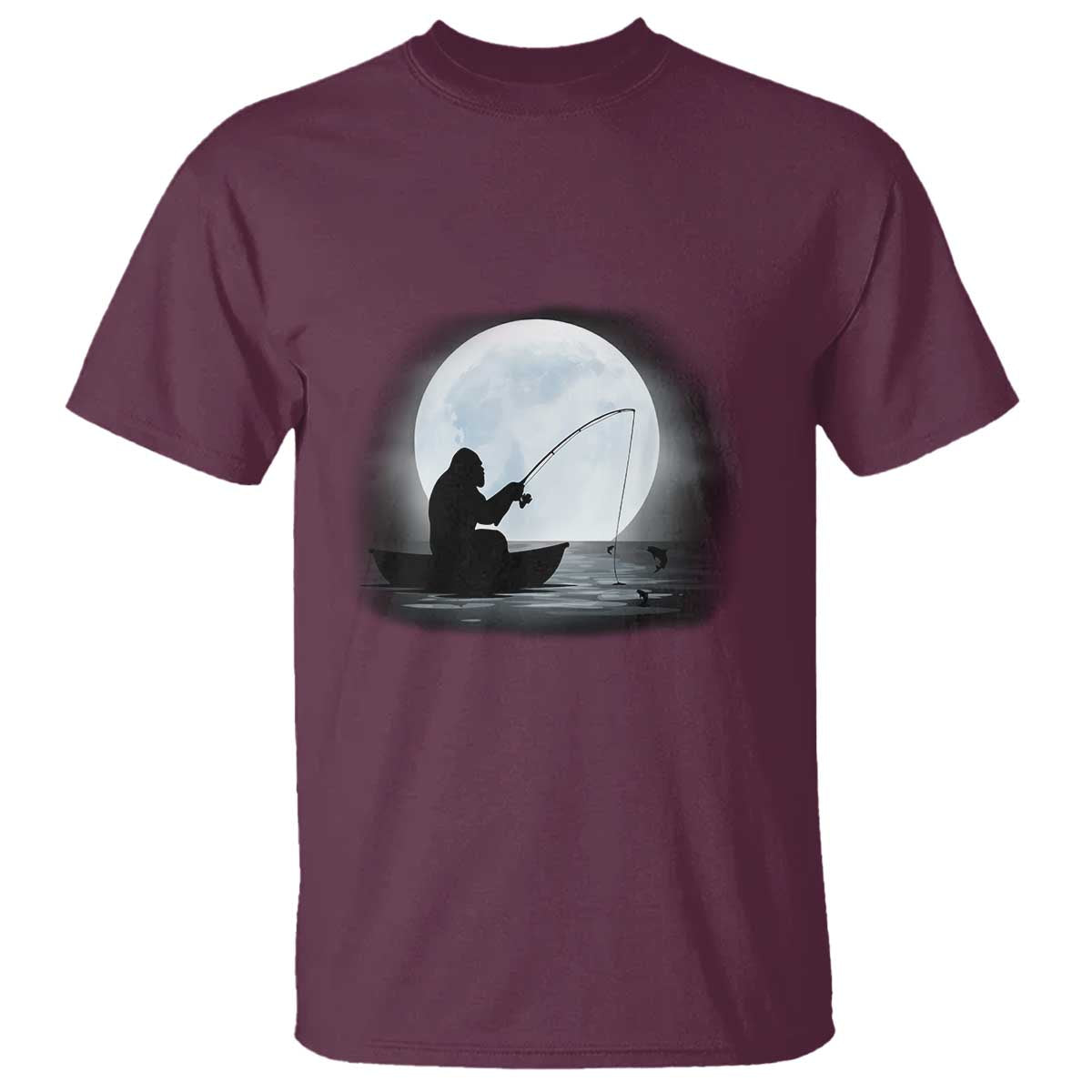 Funny Fisherman Gift T Shirt Bigfoot Fishing TS12 Maroon Print Your Wear