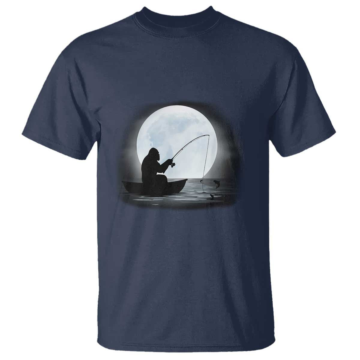 Funny Fisherman Gift T Shirt Bigfoot Fishing TS12 Navy Print Your Wear