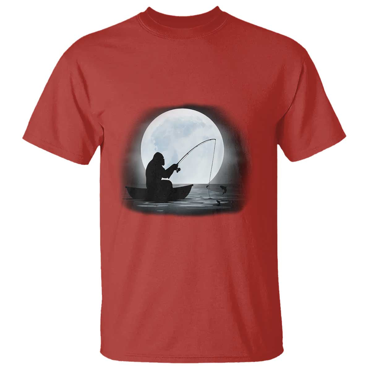 Funny Fisherman Gift T Shirt Bigfoot Fishing TS12 Red Print Your Wear