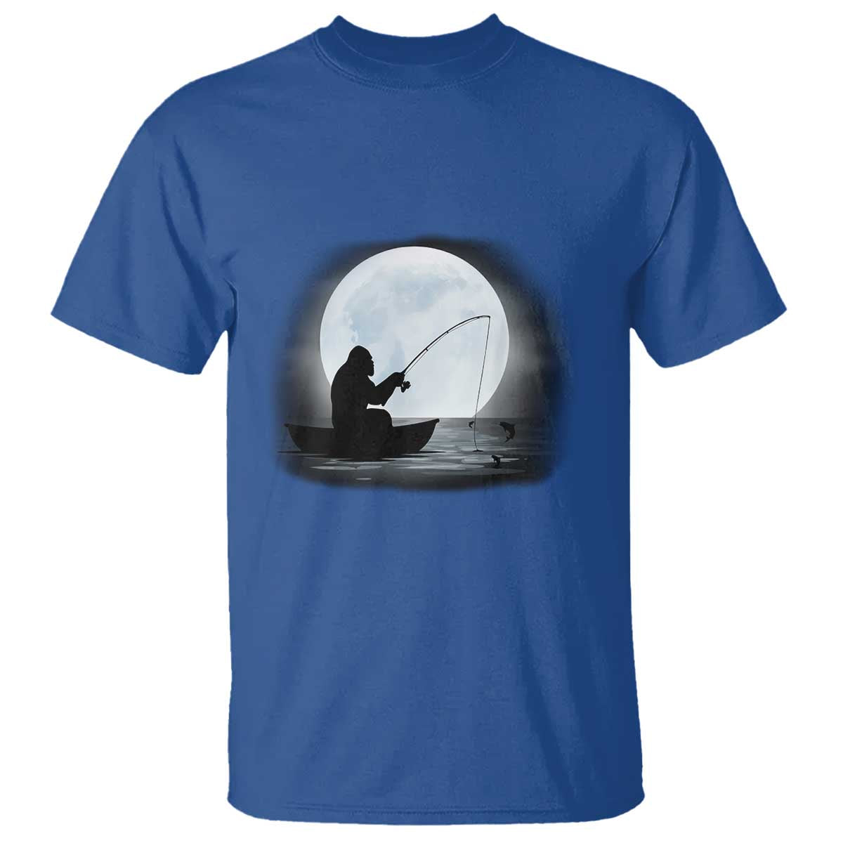 Funny Fisherman Gift T Shirt Bigfoot Fishing TS12 Royal Blue Print Your Wear