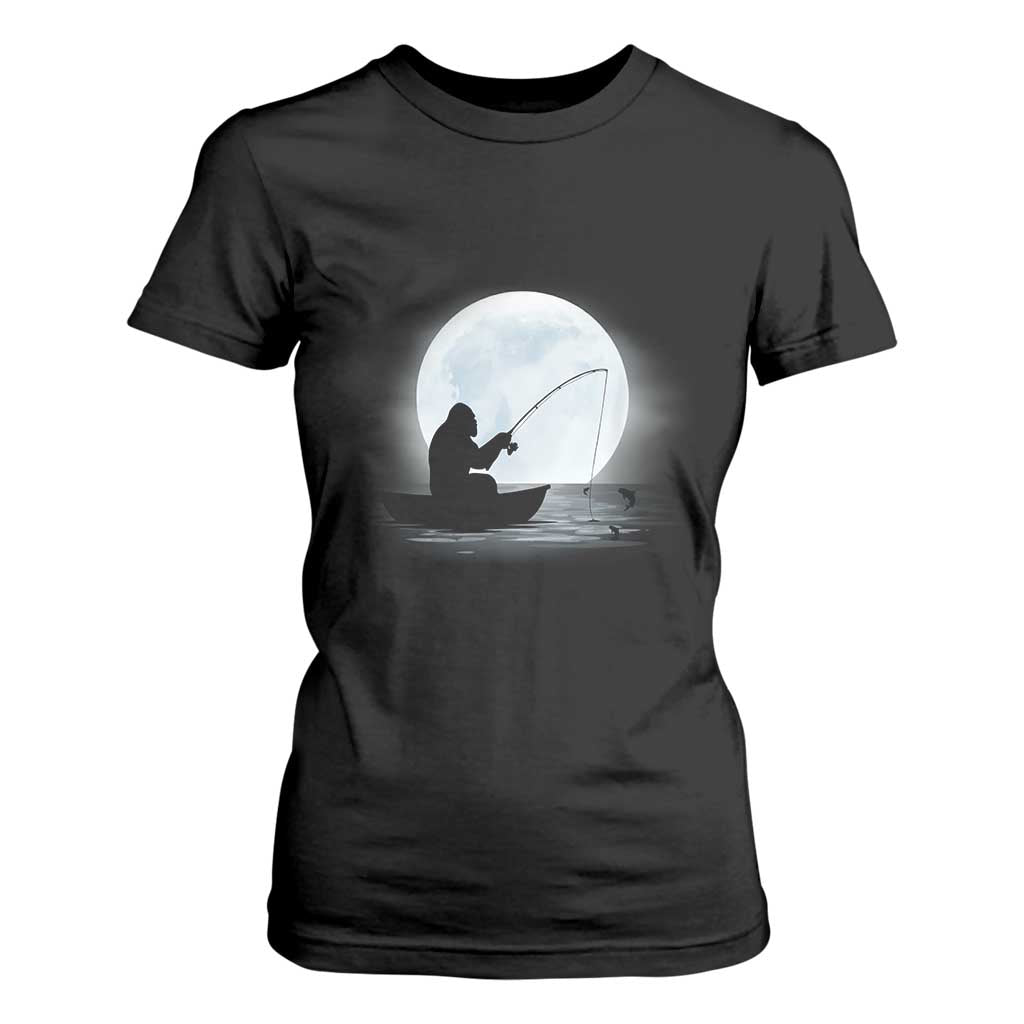 Funny Fisherman Gift T Shirt For Women Bigfoot Fishing TS12 Black Print Your Wear