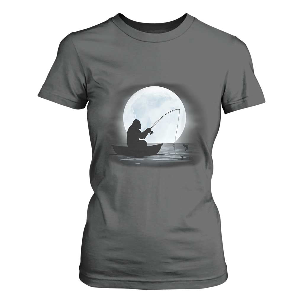 Funny Fisherman Gift T Shirt For Women Bigfoot Fishing TS12 Dark Heather Print Your Wear