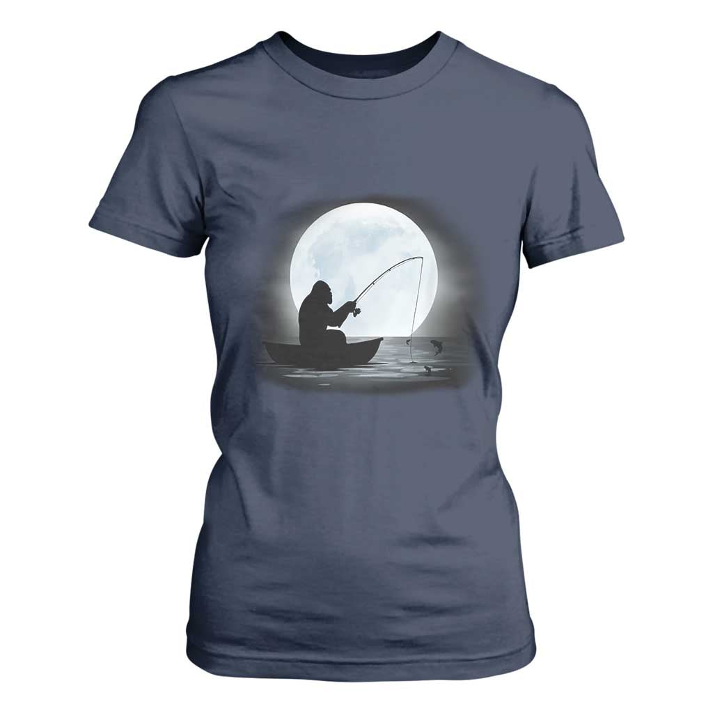 Funny Fisherman Gift T Shirt For Women Bigfoot Fishing TS12 Navy Print Your Wear