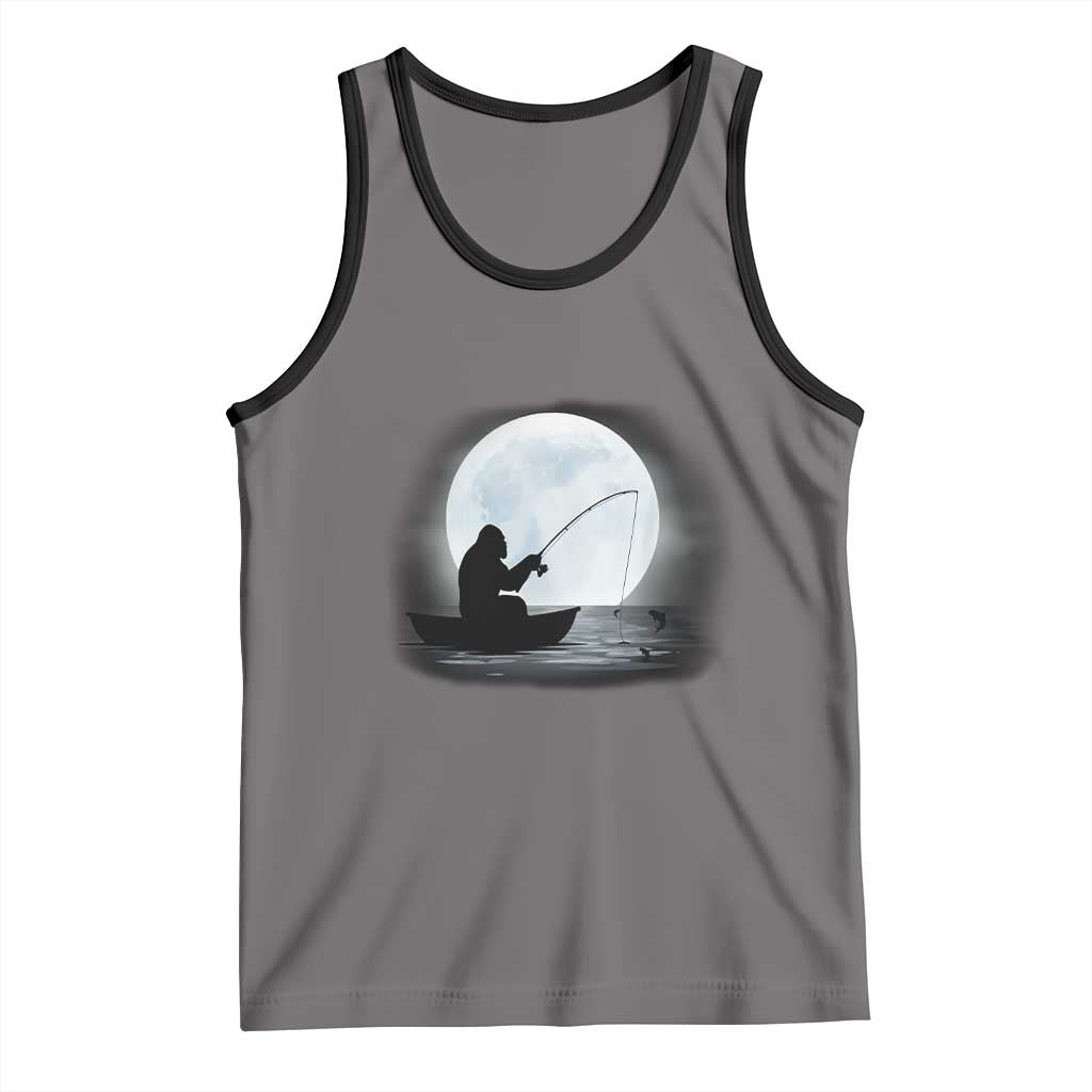 Funny Fisherman Gift Tank Top Bigfoot Fishing TS12 Deep Heather Black Print Your Wear