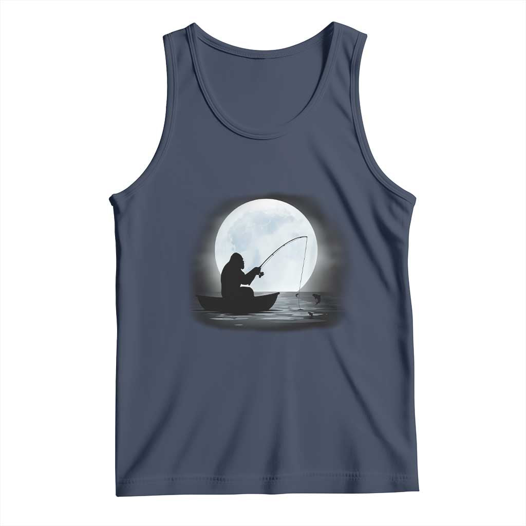 Funny Fisherman Gift Tank Top Bigfoot Fishing TS12 Navy Print Your Wear