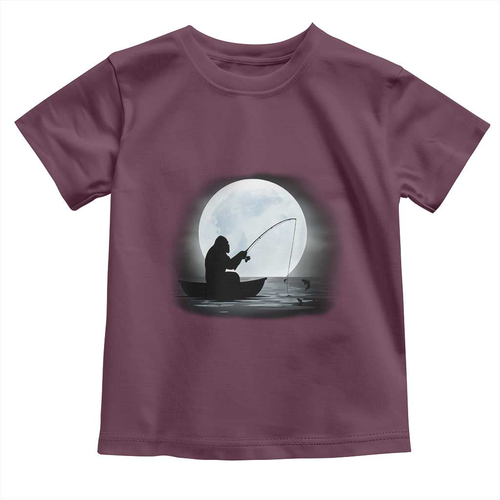 Funny Fisherman Gift Toddler T Shirt Bigfoot Fishing TS12 Maroon Print Your Wear