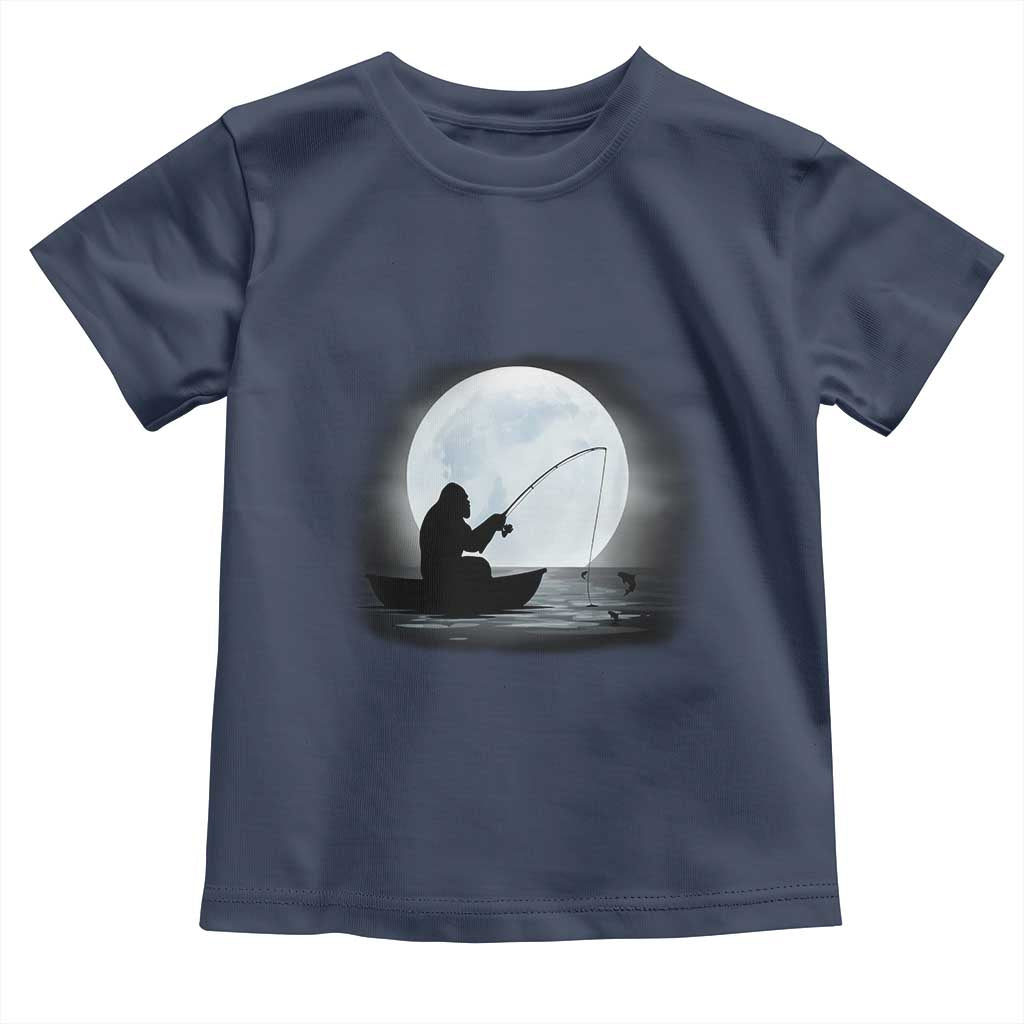 Funny Fisherman Gift Toddler T Shirt Bigfoot Fishing TS12 Navy Print Your Wear