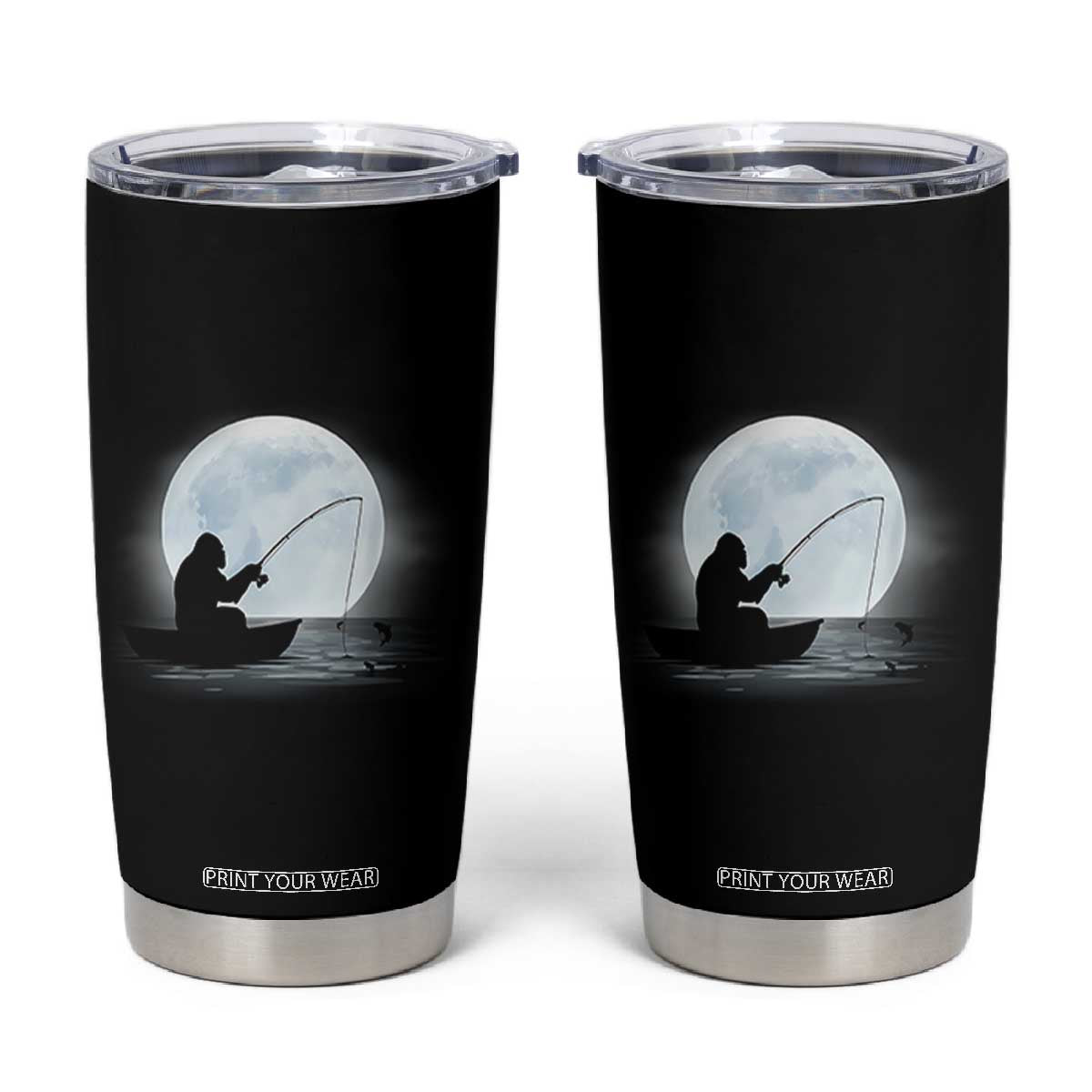 Funny Fisherman Gift Tumbler Cup Bigfoot Fishing TS12 Black Print Your Wear