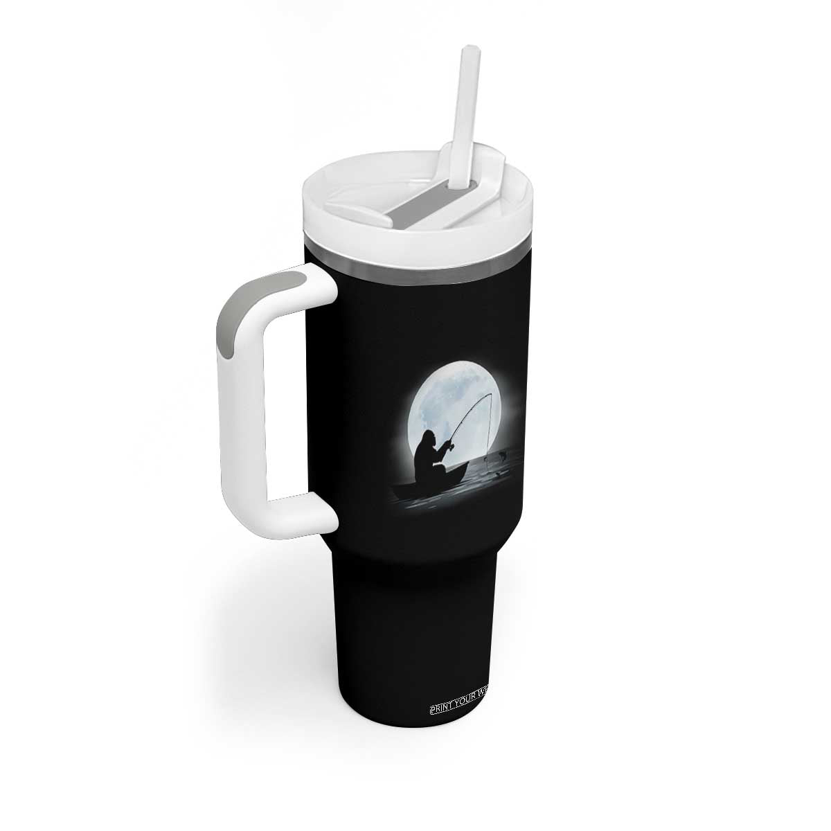 Funny Fisherman Gift Tumbler With Handle Bigfoot Fishing TS12 Print Your Wear