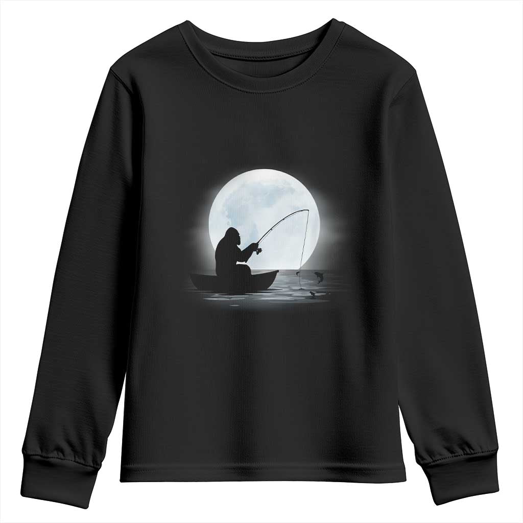 Funny Fisherman Gift Youth Sweatshirt Bigfoot Fishing TS12 Black Print Your Wear