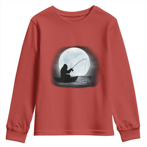 Funny Fisherman Gift Youth Sweatshirt Bigfoot Fishing TS12 Red Print Your Wear