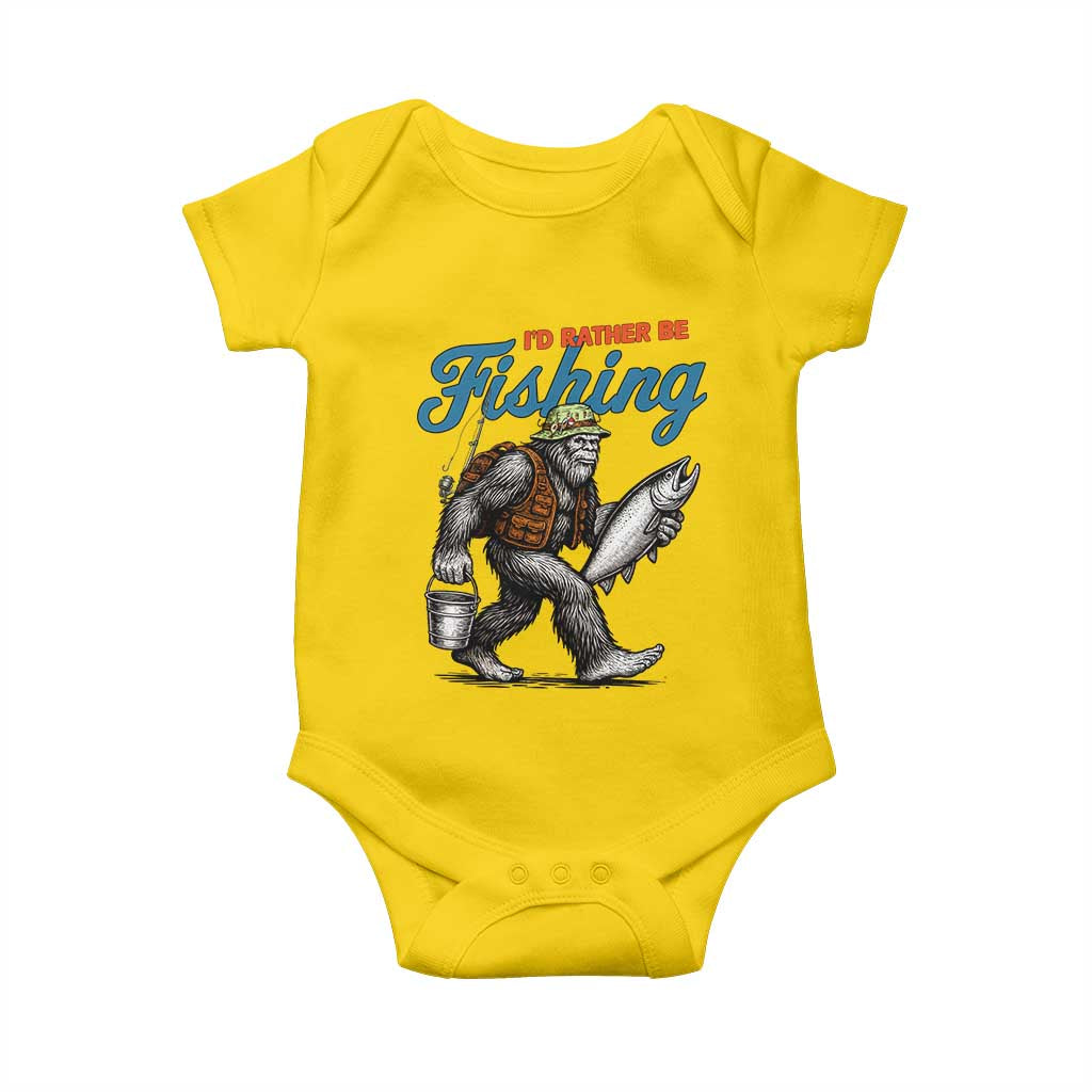 Id Rather Be Fishing Baby Onesie Funny Bigfoot Fishing TS12 Daisy Print Your Wear