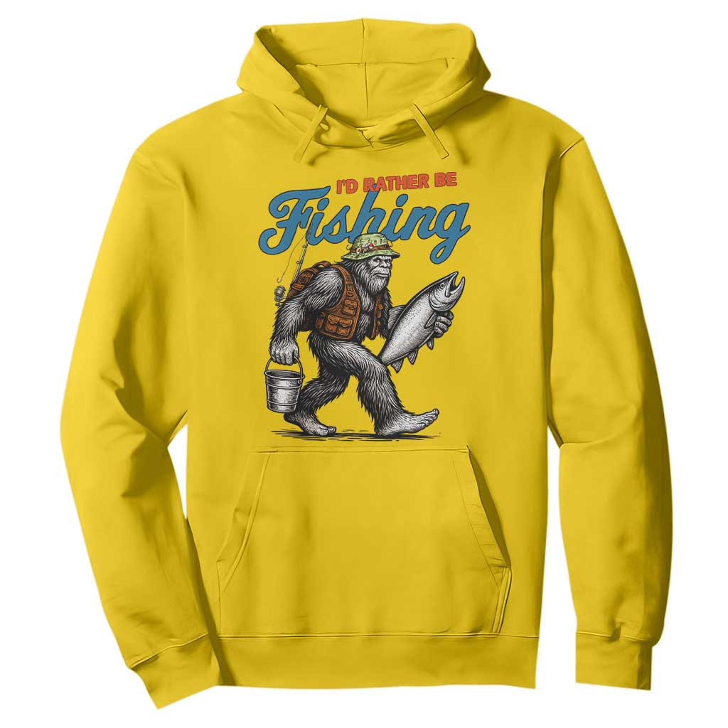 Id Rather Be Fishing Hoodie Funny Bigfoot Fishing TS12 Daisy Print Your Wear