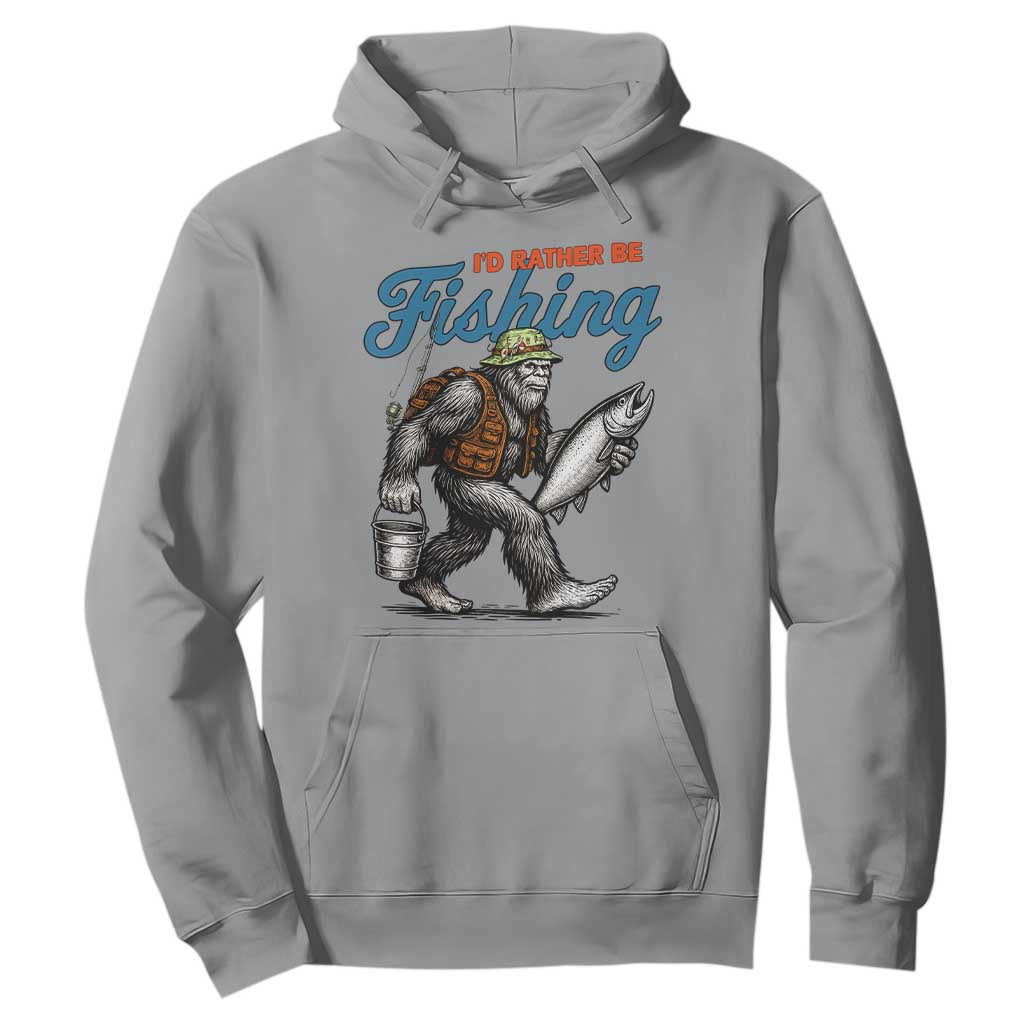 Id Rather Be Fishing Hoodie Funny Bigfoot Fishing TS12 Sport Gray Print Your Wear