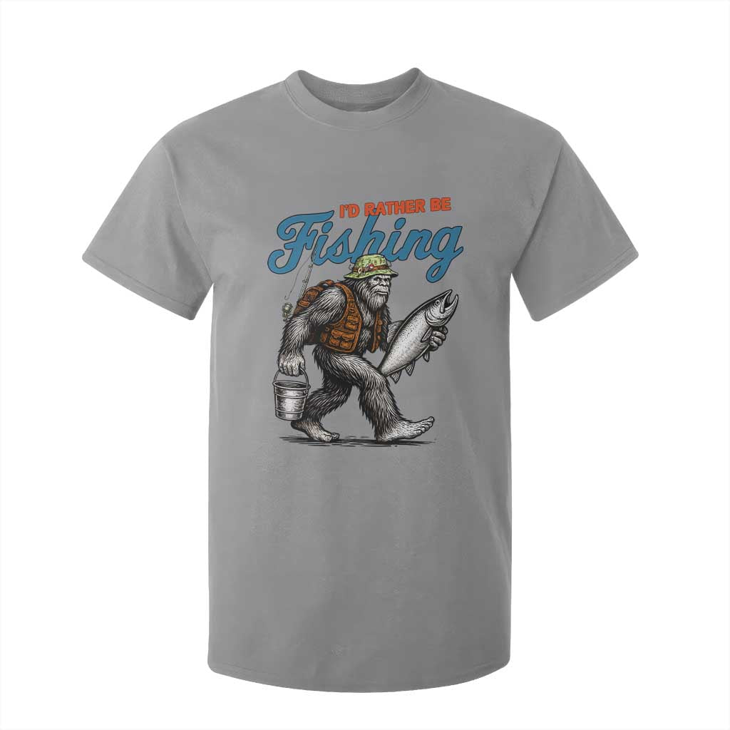 Id Rather Be Fishing T Shirt For Kid Funny Bigfoot Fishing TS12 Sport Gray Print Your Wear