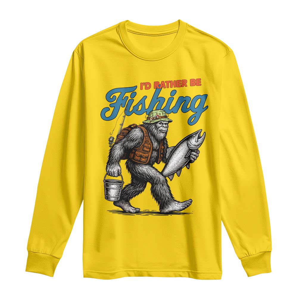 Id Rather Be Fishing Long Sleeve Shirt Funny Bigfoot Fishing TS12 Daisy Print Your Wear