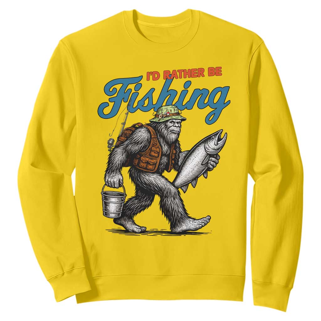Id Rather Be Fishing Sweatshirt Funny Bigfoot Fishing TS12 Daisy Print Your Wear