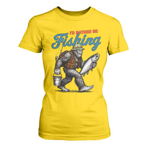Id Rather Be Fishing T Shirt For Women Funny Bigfoot Fishing TS12 Daisy Print Your Wear