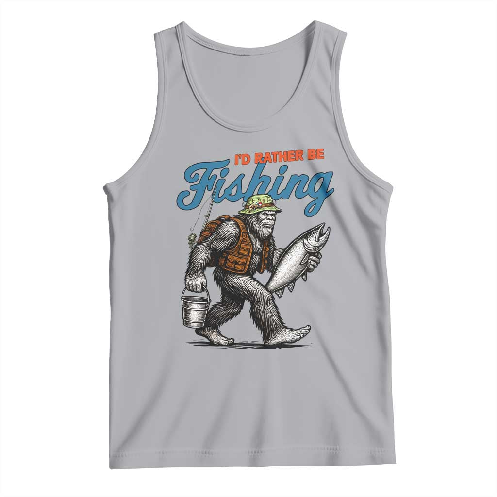 Id Rather Be Fishing Tank Top Funny Bigfoot Fishing TS12 Athletic Heather Print Your Wear