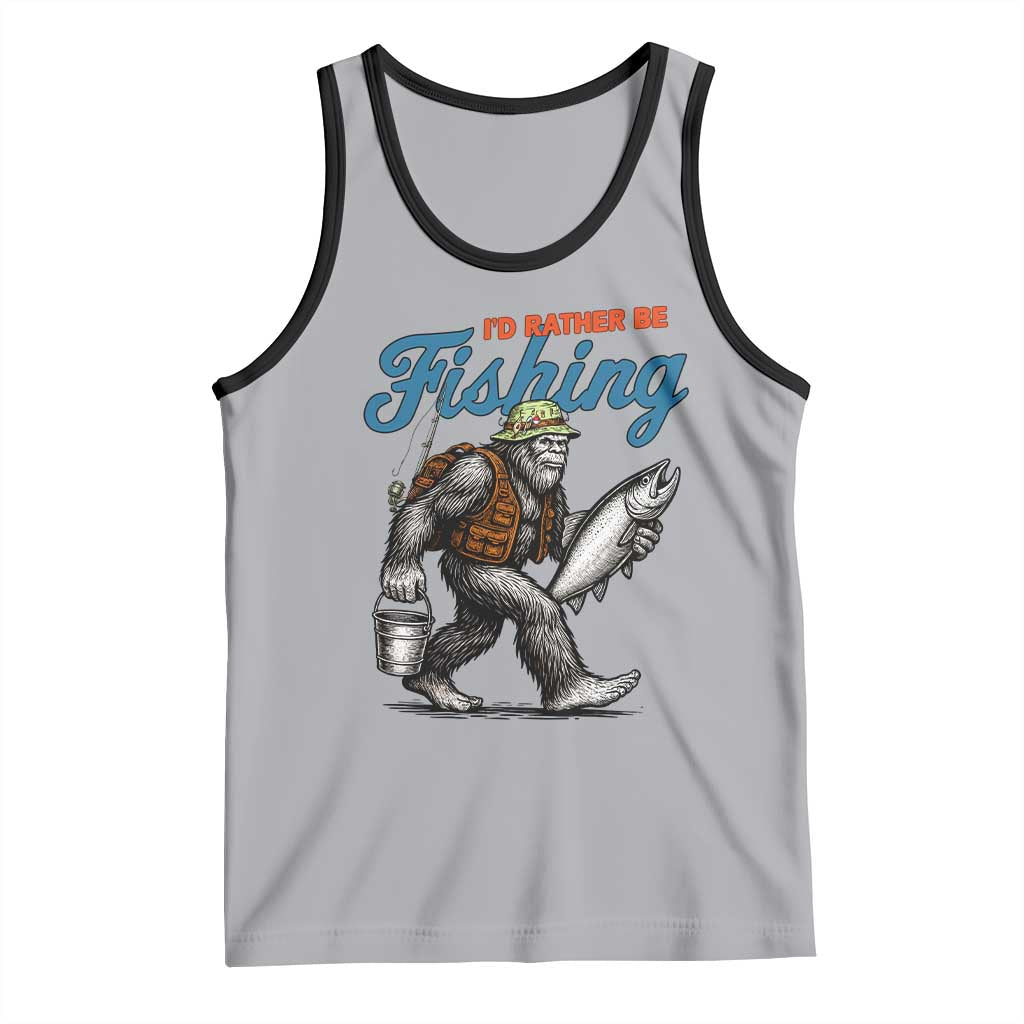 Id Rather Be Fishing Tank Top Funny Bigfoot Fishing TS12 Athletic Heather Black Print Your Wear
