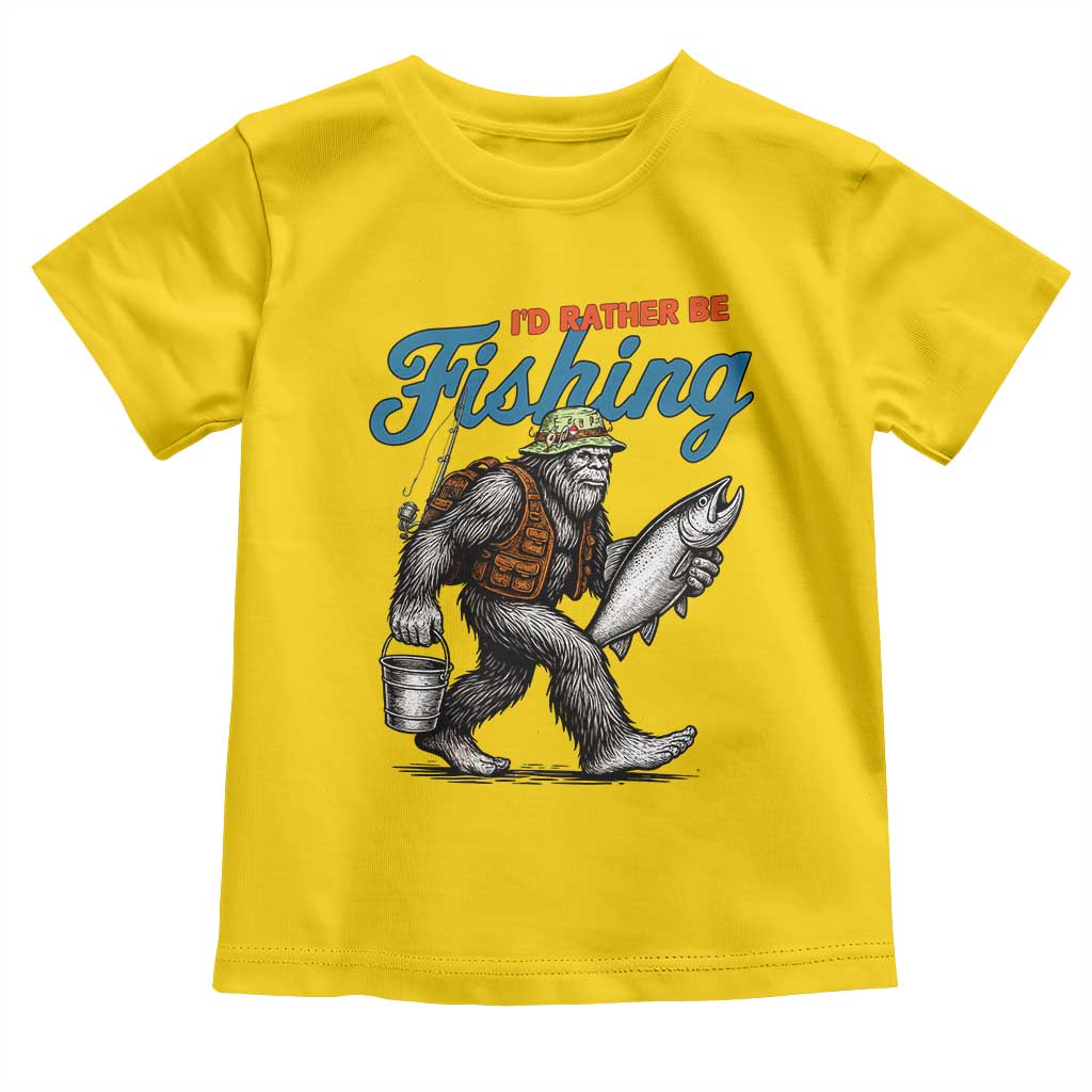 Id Rather Be Fishing Toddler T Shirt Funny Bigfoot Fishing TS12 Daisy Print Your Wear