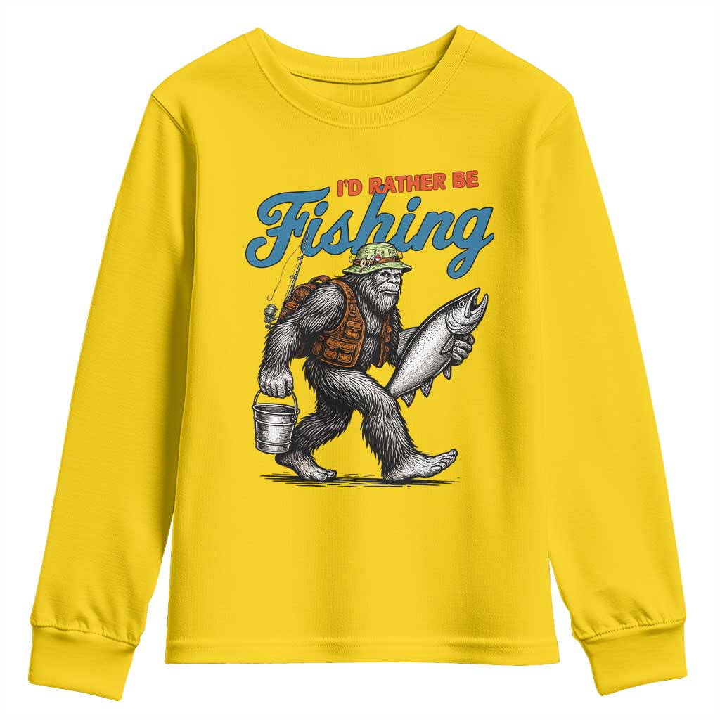 Id Rather Be Fishing Youth Sweatshirt Funny Bigfoot Fishing TS12 Daisy Print Your Wear
