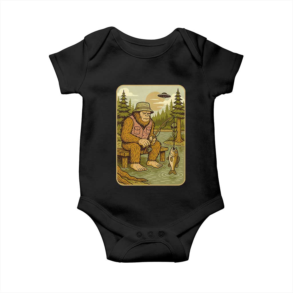 Funny Bigfoot Alien Baby Onesie Fishing Lover Gift TS12 Black Print Your Wear