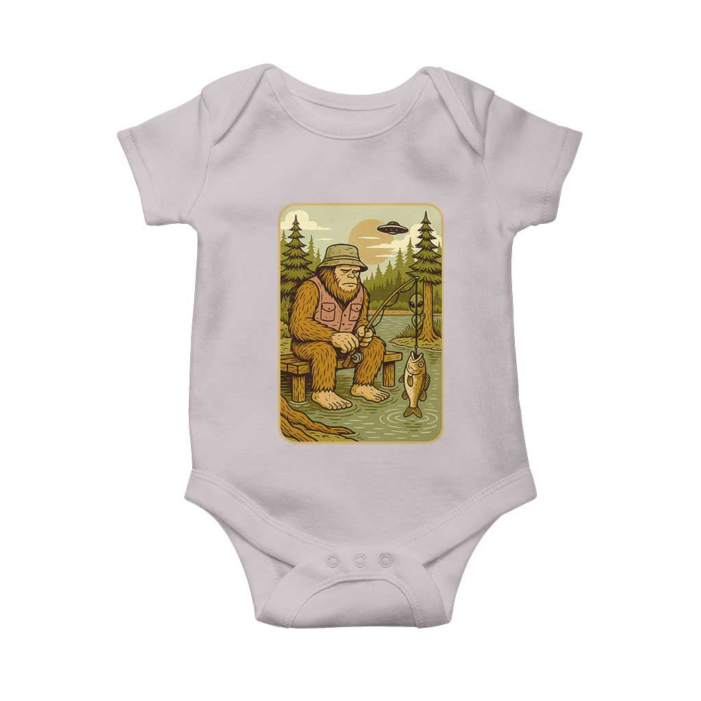 Funny Bigfoot Alien Baby Onesie Fishing Lover Gift TS12 Ice Gray Print Your Wear