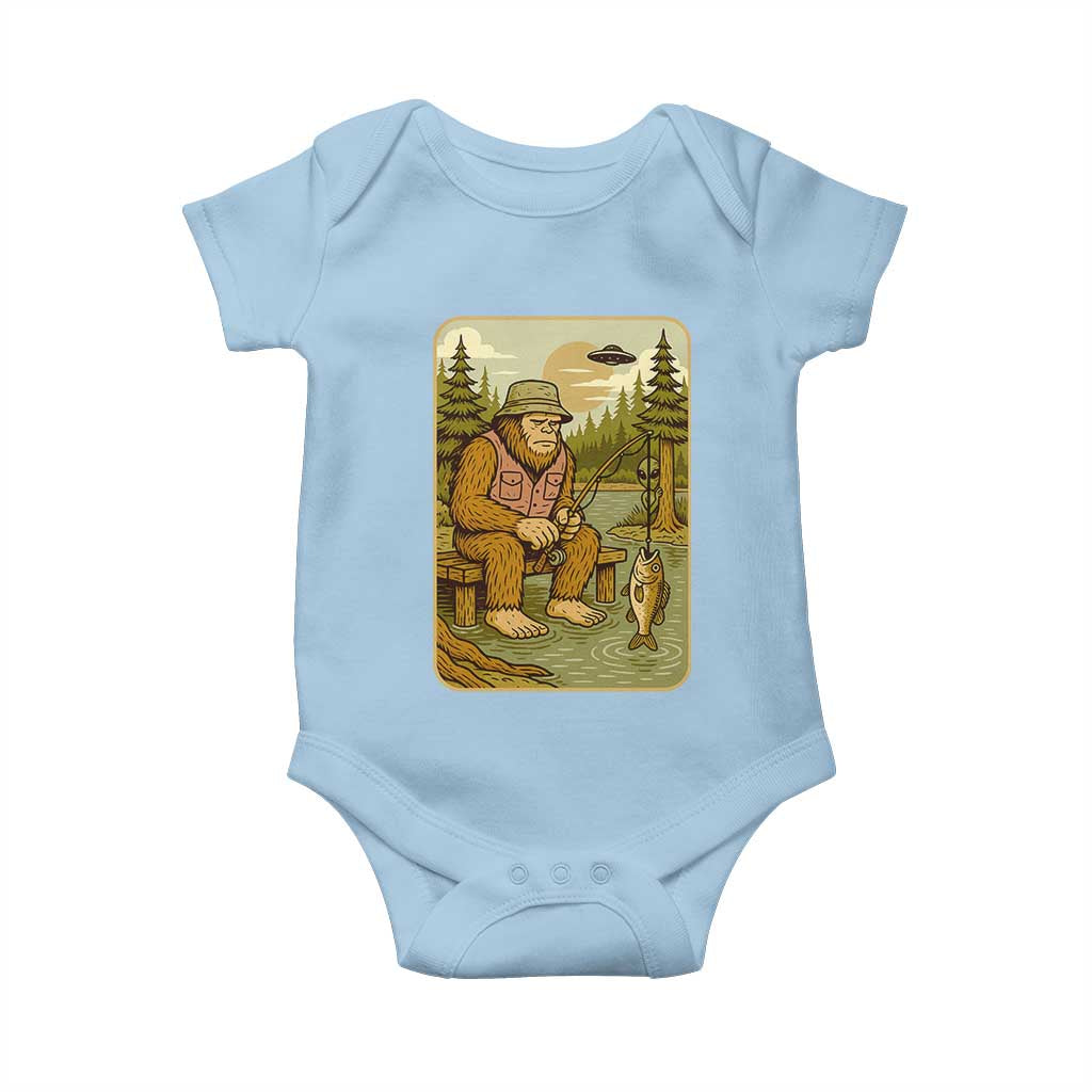 Funny Bigfoot Alien Baby Onesie Fishing Lover Gift TS12 Light Blue Print Your Wear