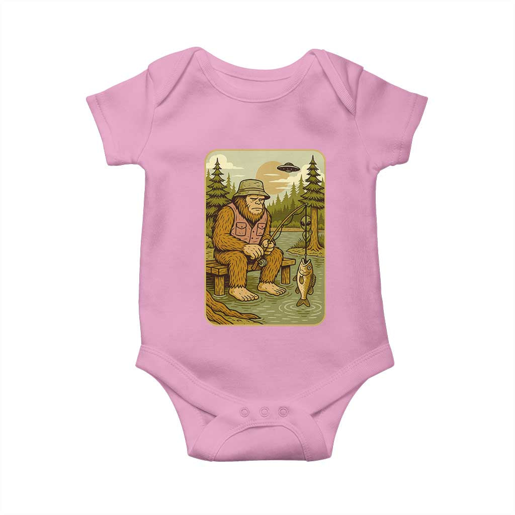 Funny Bigfoot Alien Baby Onesie Fishing Lover Gift TS12 Light Pink Print Your Wear
